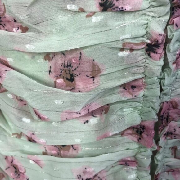 Lulu’s Dress Small Blooming Night Out Light  Green Floral Print Ruched Bodycon - Picture 10 of 16